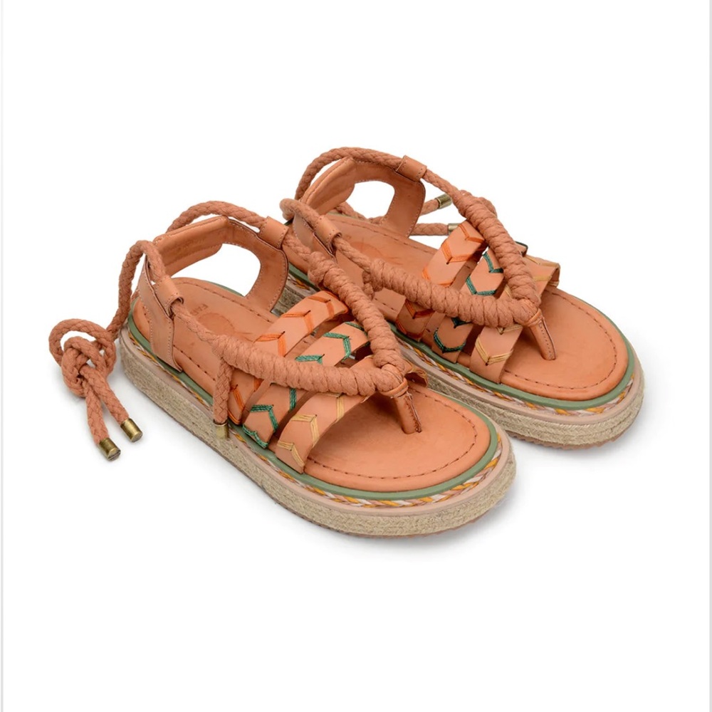 New FARM Rio Sand Rope Tie Flatform Sandals